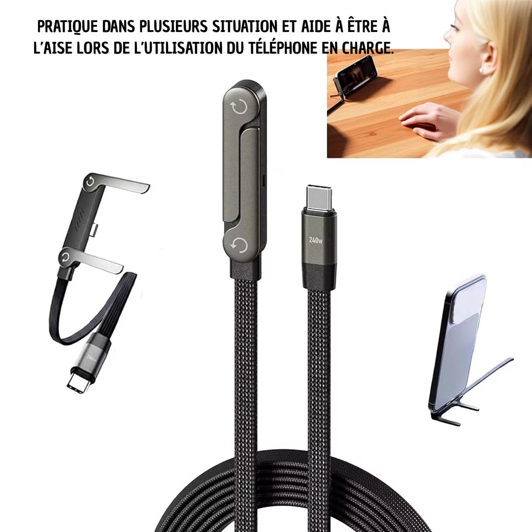 CÂBLE CHARGE ET SUPPORT INVISIBLE 2-EN-1